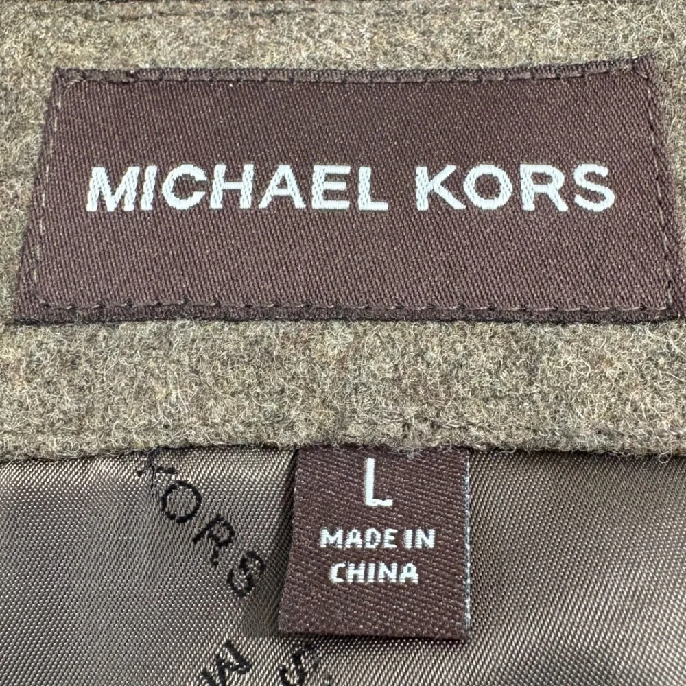 Michael‎ Kors Mens Wool Blend Car Coat Brown Button Front Overcoat Jacket Large